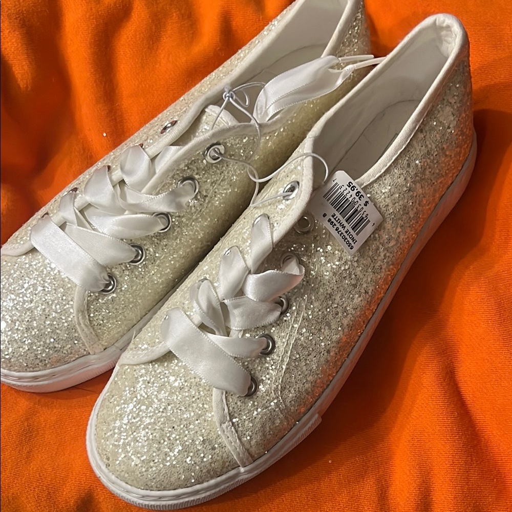 David's Bridal Glittering Cream Sneakers